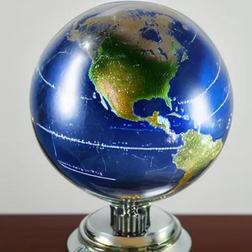 Prompt: crystal globe the size of planet earth