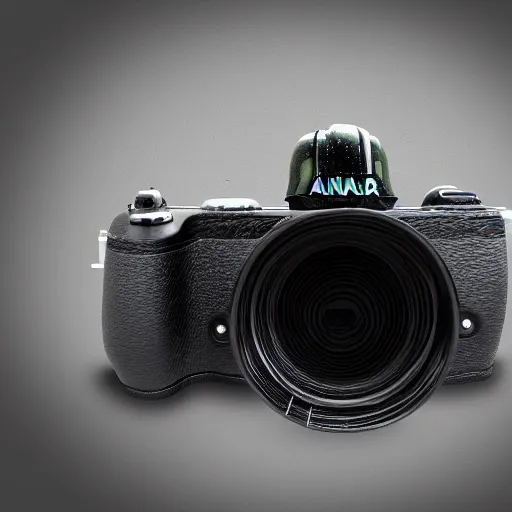 Image similar to a darth vader mirrorless camera, 3 d render