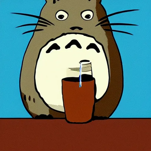 Prompt: totoro drinking argentine mate
