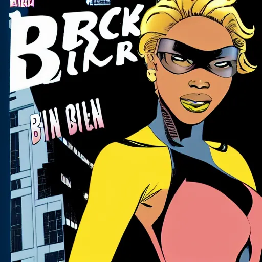 Prompt: comic book black girl superhero, blonde hair, from Brooklyn