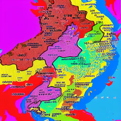 Image similar to a colorful map of south korea