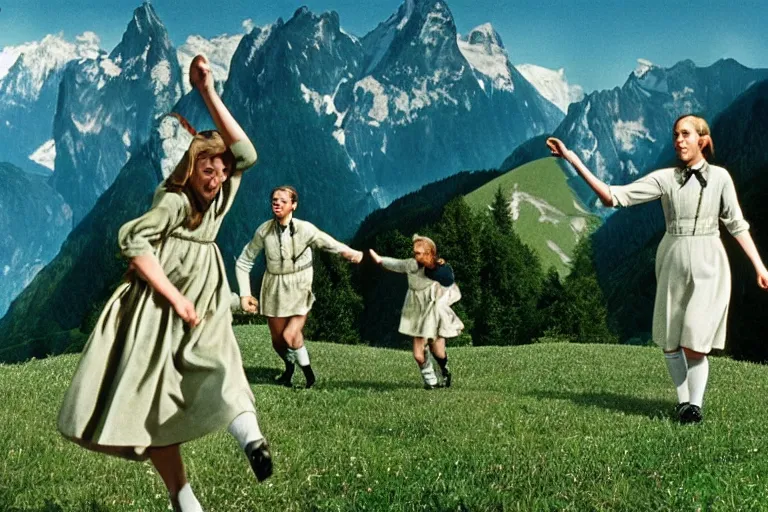 Image similar to still image from the sound of music by wes anderson, ultra detailed, finely detailed