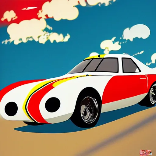 Prompt: “speed racer (1967) reimagined by mad dog jones, octane, digital art”