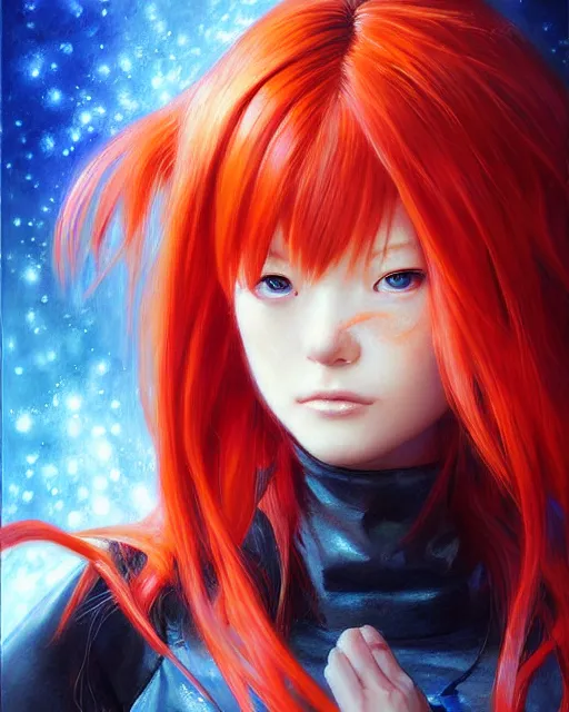 Prompt: asuka langley soryu wearing plugsuit, award winning photograph, radiant flares, realism, lens flare, intricate, various refining methods, micro macro autofocus, evil realm magic painting vibes, hyperrealistic painting by michael komarck - stephen gemmell