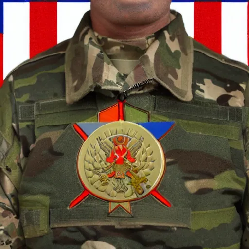 Image similar to bear as Army commander, special forces, Russian flag, realistic,