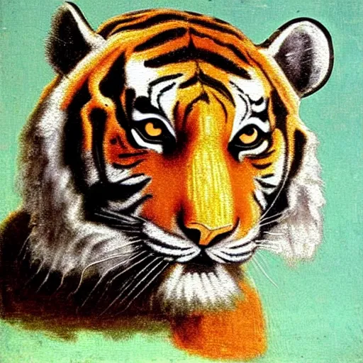 Image similar to painting of tiger by Leonardo da Vinci