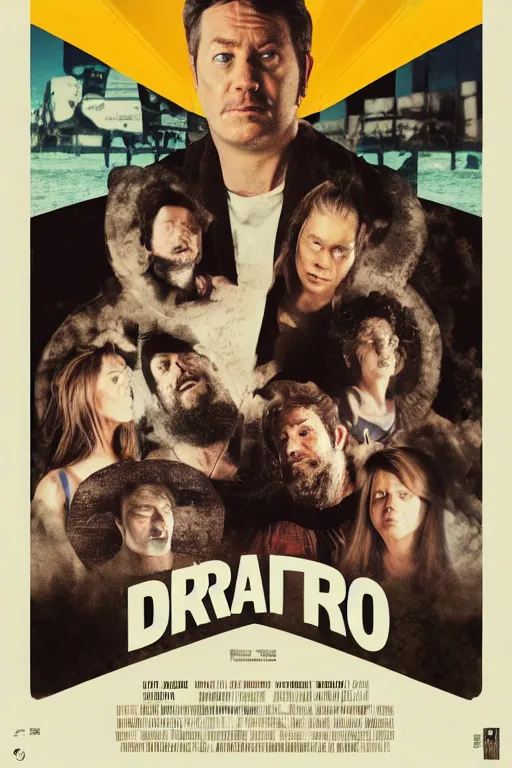 Prompt: movie poster for drongo, drongo text