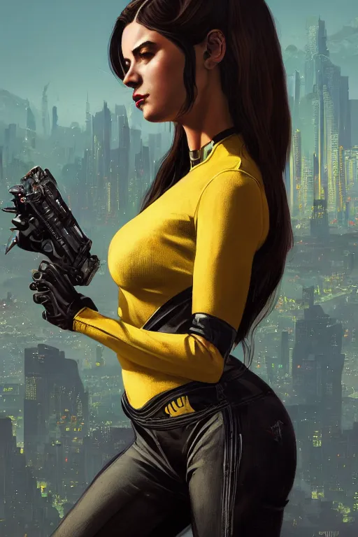 Image similar to gta 5 queen bee profile picture by greg rutkowski, cybernetic wings, dynamic pose, intricate, futuristic, fantasy, elegant, by stanley artgerm lau, greg rutkowski, thomas kindkade, alphonse mucha, loish, norman rockwell, fantasy lut, asymmetric, long hair, retro computer graphics, video game, fluid lines,