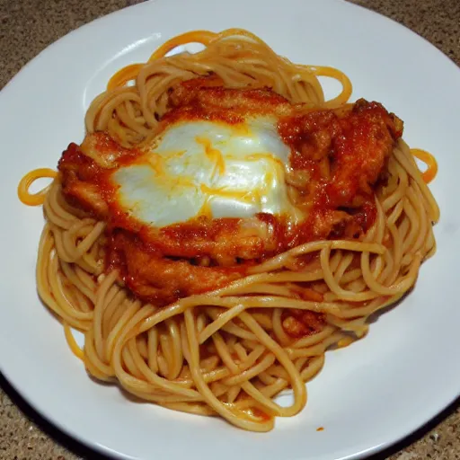 Prompt: spaghetti robochicken
