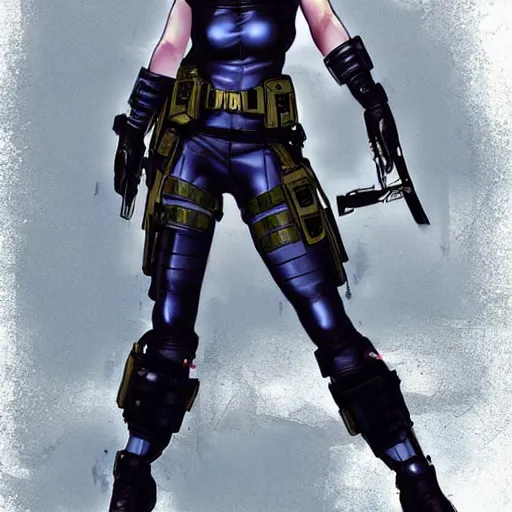 Image similar to concept art illustration of young japanese christina hendricks natalie portman as lara croft motoko kusanagi anime protagonist, wearing tokyo harajuke street fashion combat warrior fantasy bikini, intricate, elegant, art by artgerm and rosstran, masamune shirow