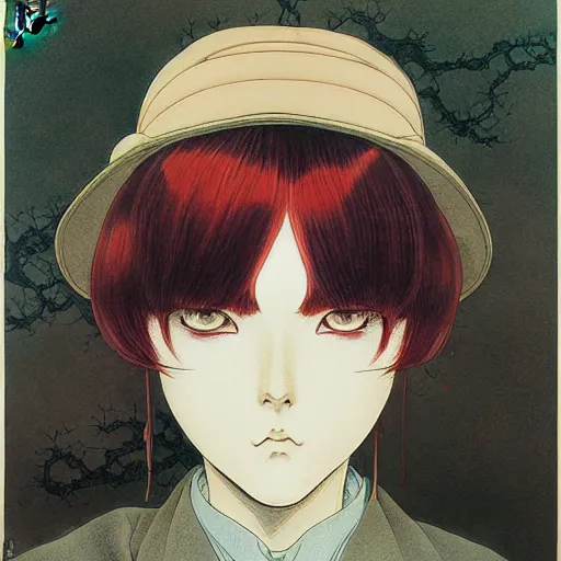 Image similar to prompt : mysterious portrait painted in miyazaki color style drawn by katsuhiro otomo and takato yamamoto, inspired by fables, china doll face, smooth face feature, intricate oil painting, high detail, sharp high detail, manga and anime 2 0 0 0