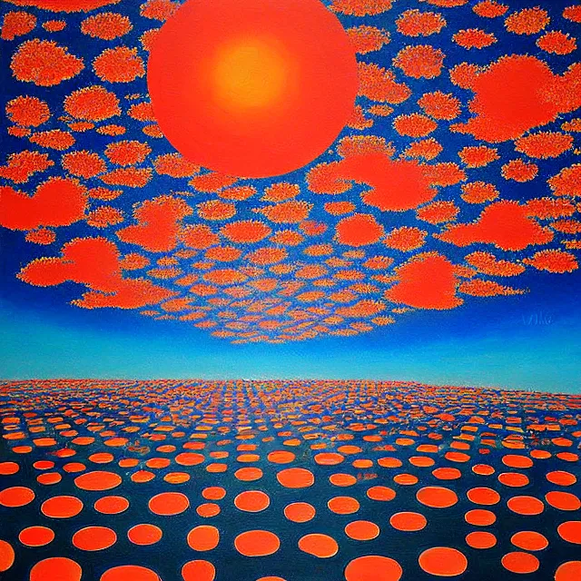 Image similar to a beautiful painting nuclear bomb exploded in japan, by kusama miyama realistic oil painting