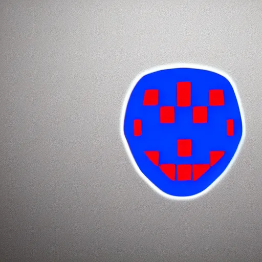 Prompt: neon logo of a space invader on a shield