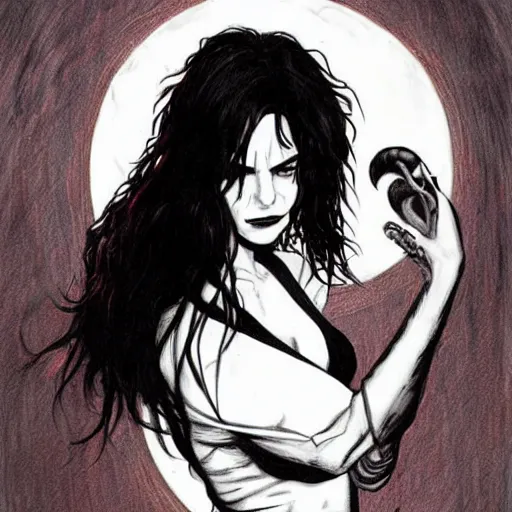 Image similar to death from the'the sandman'comics, realism, hard lighting, cute, kindness