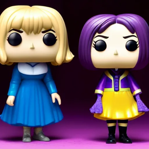 Prompt: a funko pop of Veruca Salt and Violet Beauregarde, photo, 4k