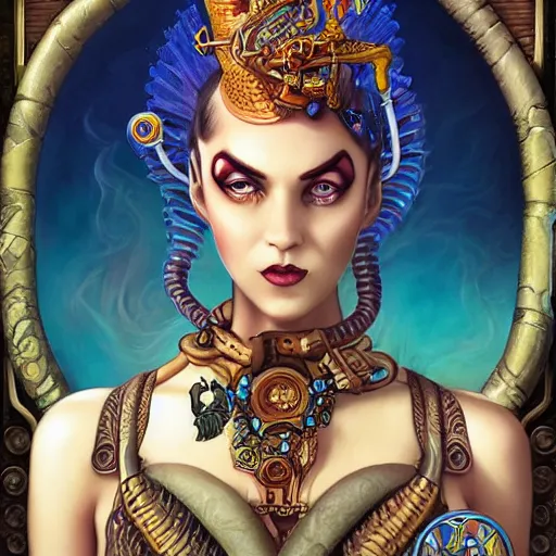 Prompt: underwater naga steampunk queen portrait, Pixar style, by Tristan Eaton Stanley Artgerm and Tom Bagshaw.