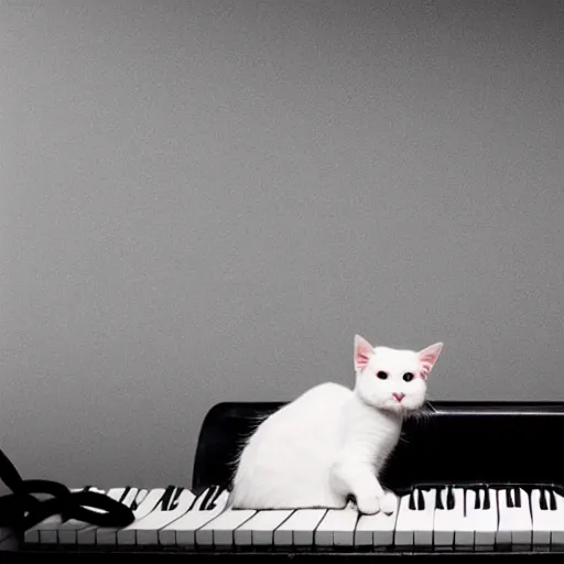 Prompt: stock footage, cat playing piano