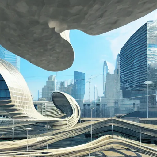 Image similar to utopian future city with amazing modern architecture, parametric design, highly detailed, photorealistic portrait, bright studio setting, studio lighting, crisp quality and light reflections, unreal engine 5 quality render