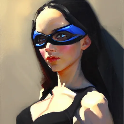 Prompt: greg manchess portrait painting of abigail shapiro in a black dress as overwatch character, medium shot, asymmetrical, profile picture, organic painting, sunny day, matte painting, bold shapes, hard edges, street art, trending on artstation, by huang guangjian and gil elvgren and sachin teng