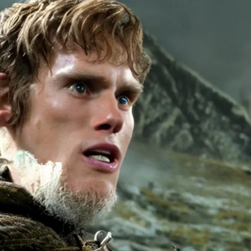 Image similar to Live Action Still of Jerma in The Lord of the Rings, real life, hyperrealistic, ultra realistic, realistic, highly detailed, epic, HD quality, 8k resolution, body and headshot, film still