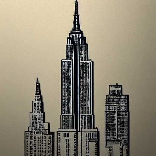 Image similar to construction plans of empire state building, sketch, in the style of da vinci