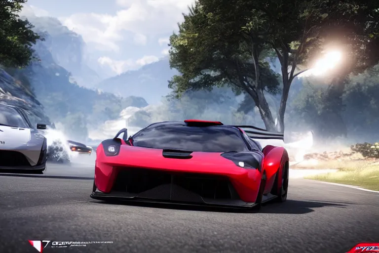 Image similar to photo wallpaper sport car gran turismo 7 forza horizon need for speed fast and furious 5 unreal engine supercar hypercar game concept car octane render, 4 khd 2 0 2 2 3 d cgi rtx style chrome reflexion global illumination ray tracing hdr arstation pixar and disney unreal