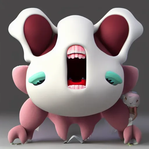 Image similar to cute fumo plush of a hungry monster girl, large maw smile, vray