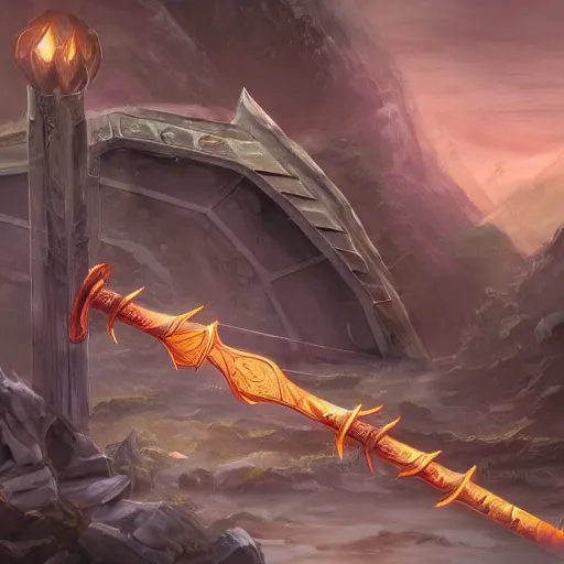 Image similar to magical glowing sword, artefact, no people, xianxia, trending on artstation