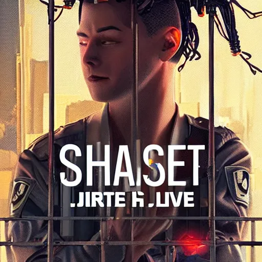 Image similar to book cover of a novel featuring sgt chase meeting the love of his life in jail, cyberpunk setting, 4 k resolution