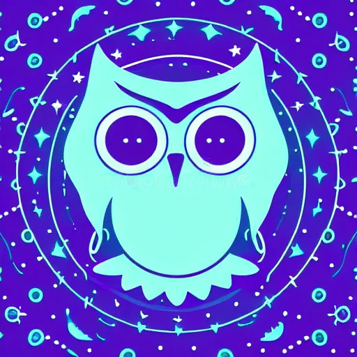 Prompt: cosmic owl logo, vector illustration, gradient, aesthetic, silky texture, hd, minimalistic