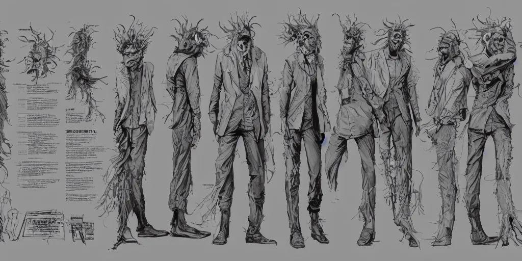 Prompt: a mad scientist, character sheet, concept design, contrast, kim jung gi, greg rutkowski, zabrocki, karlkka, jayison devadas, trending on artstation, 8 k, ultra wide angle, pincushion lens effect