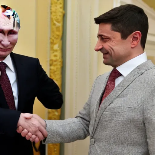 Image similar to putin shaking hand with zelensky