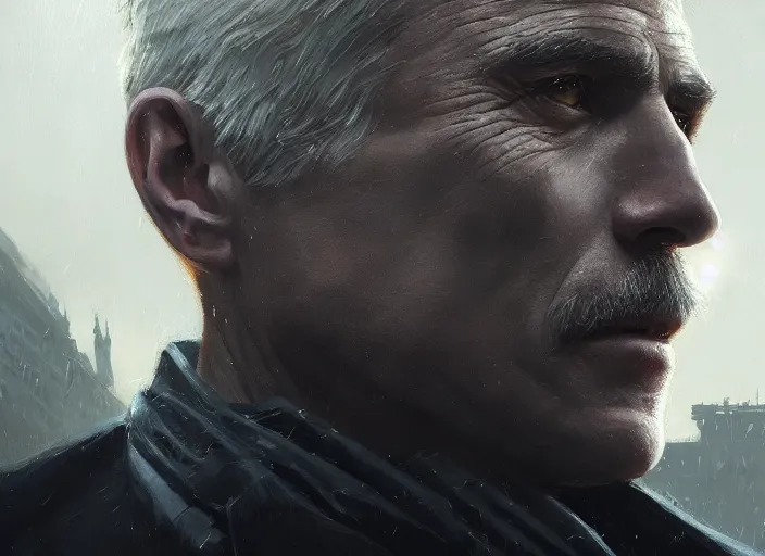 Image similar to highly detailed portrait of an aged christoph waltz as bruce wayne, in batman, stephen bliss, 8 k, unreal engine, fantasy art by greg rutkowski, loish, rhads, ferdinand knab, makoto shinkai and lois van baarle, ilya kuvshinov, rossdraws, tom bagshaw, global illumination, radiant light, detailed and intricate environment