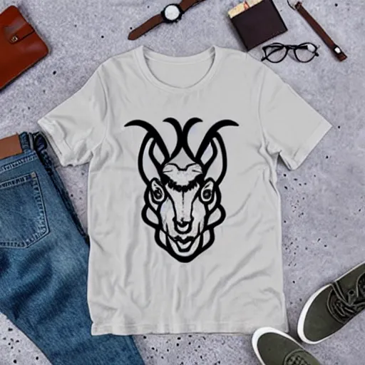 Image similar to satanic goat line art, graphic tees