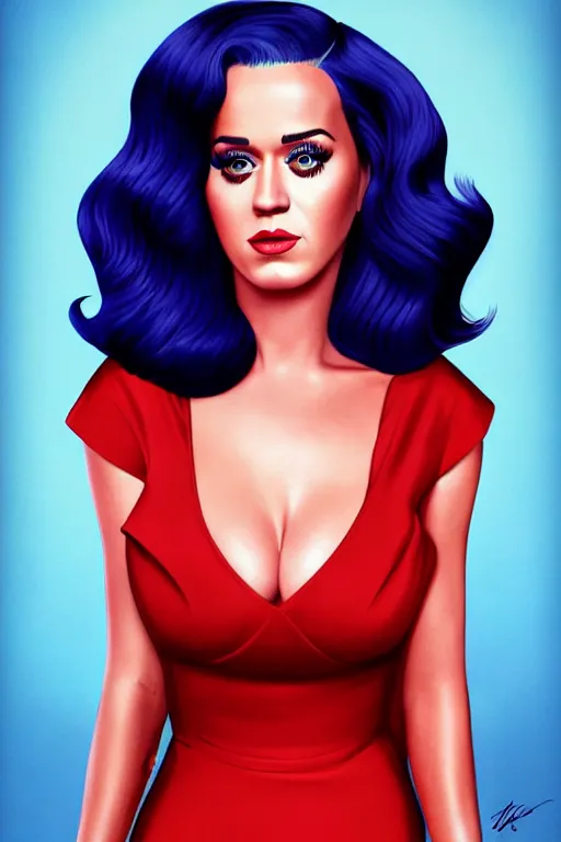 Image similar to katy perry in a red dress, realistic portrait, symmetrical, highly detailed, artstation, smooth, sharp focus, cinematic lighting, 8 k high resolution, 3 5 mm photography