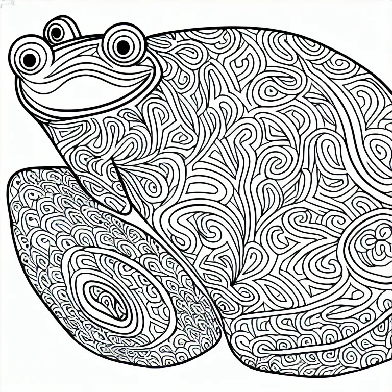 Image similar to beautiful frog, ornamental, fractal, line art, vector, outline, simplified, colouring page