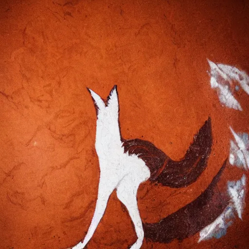 Prompt: cave painting of ahri, photography