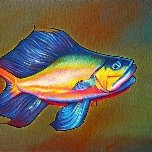 Prompt: a radioactive sheatfish. highly detailed painting