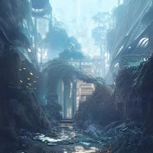 Image similar to kodak portra 8 0 0, infinitely detailed hd scenery ambience from nier automata, dream design, relief concept, majestic dream scenery smooth, sharp focus, an ultrafine detailed illustration by james jean, intricate linework, octane render, by ruan jia and nier automata detailed cybermagic atmospherics
