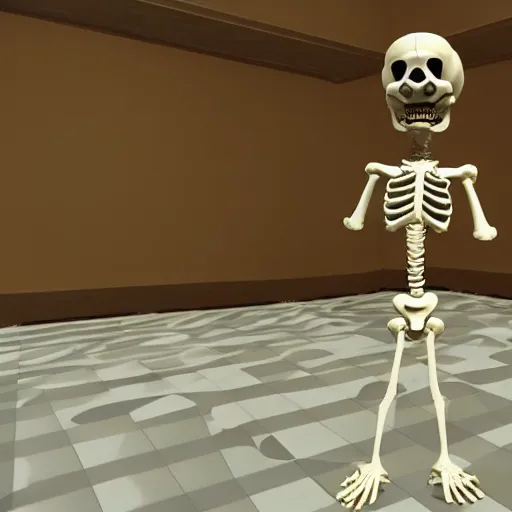 Image similar to A skeleton in the game Super Mario 64, unreal engine, highly detailed, 8k