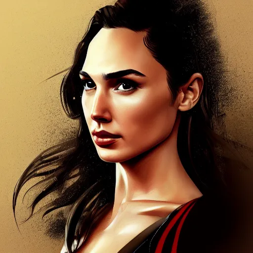 Image similar to a beautiful portrait of gal gadot by Karmen loh and, detailed, proportional, trending on art station, 4k