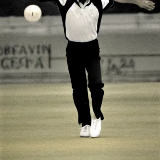 Image similar to a photo from 1 9 8 3 of yosef kavinsky bowling