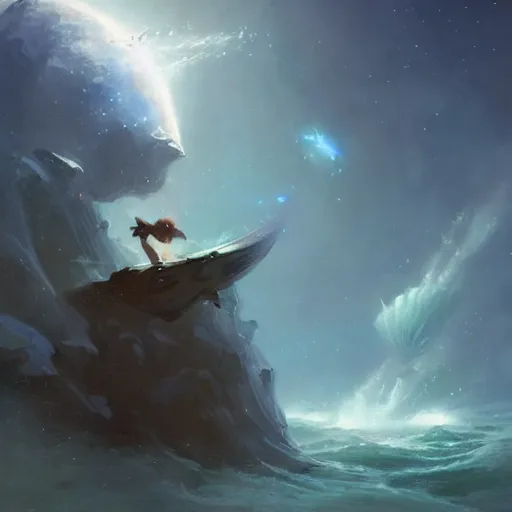 Prompt: a mind forever voyaging, fantasy, sea, cosmos, endlessness, bayard wu