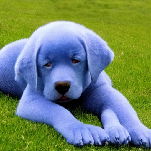 Image similar to a lazy blue dog