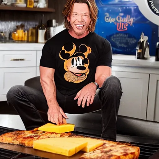 Image similar to disney's goofy grilling cheese with mickey rourke