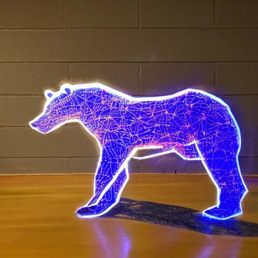 Image similar to a bear painted with laser 3 d hologram