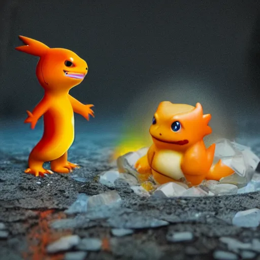 Image similar to a charmander clear ice sculpture, ultra realistic, concept art, intricate details, highly detailed, photorealistic, octane render, 8 k, 3 5 mm film