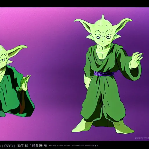 Image similar to Yoda as an anime character from Dragon Ball Z. Beautiful. 4K.