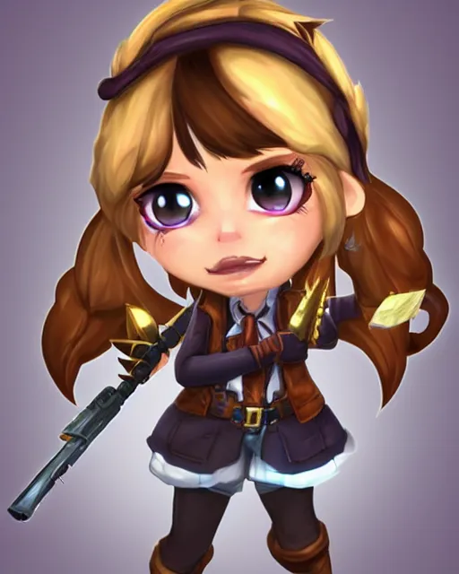 Image similar to katelynn mini cute style, highly detailed, rendered, ray - tracing, cgi animated, 3 d demo reel avatar, style of maple story, maple story gun girl, katelynn from league of legends chibi