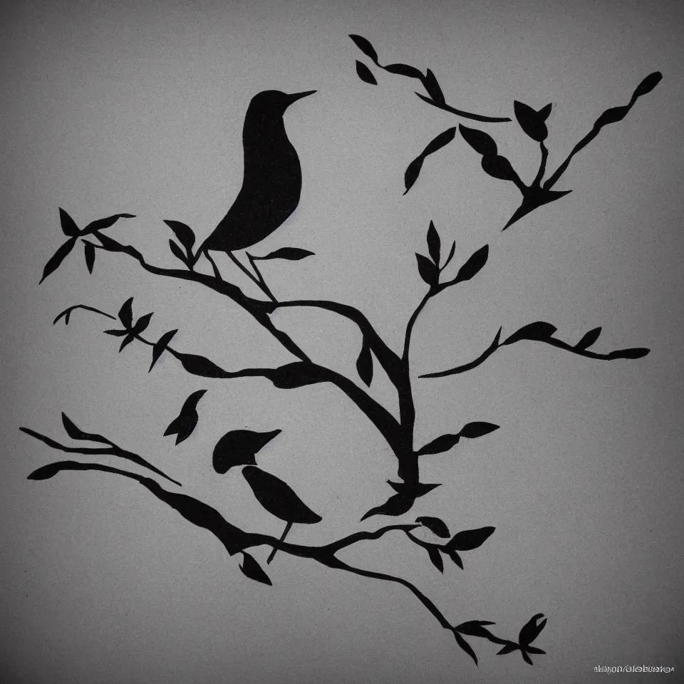 Image similar to stick figures bird, black and white